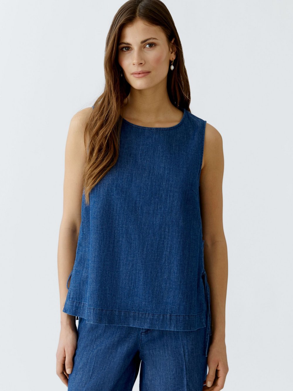 Thumbnail - Oui Top Damen Baumwolle blau, 44