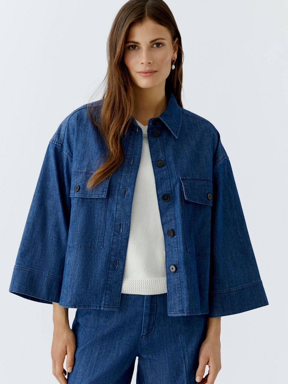 Thumbnail - Oui Jeansjacke Damen Baumwolle blau, 40
