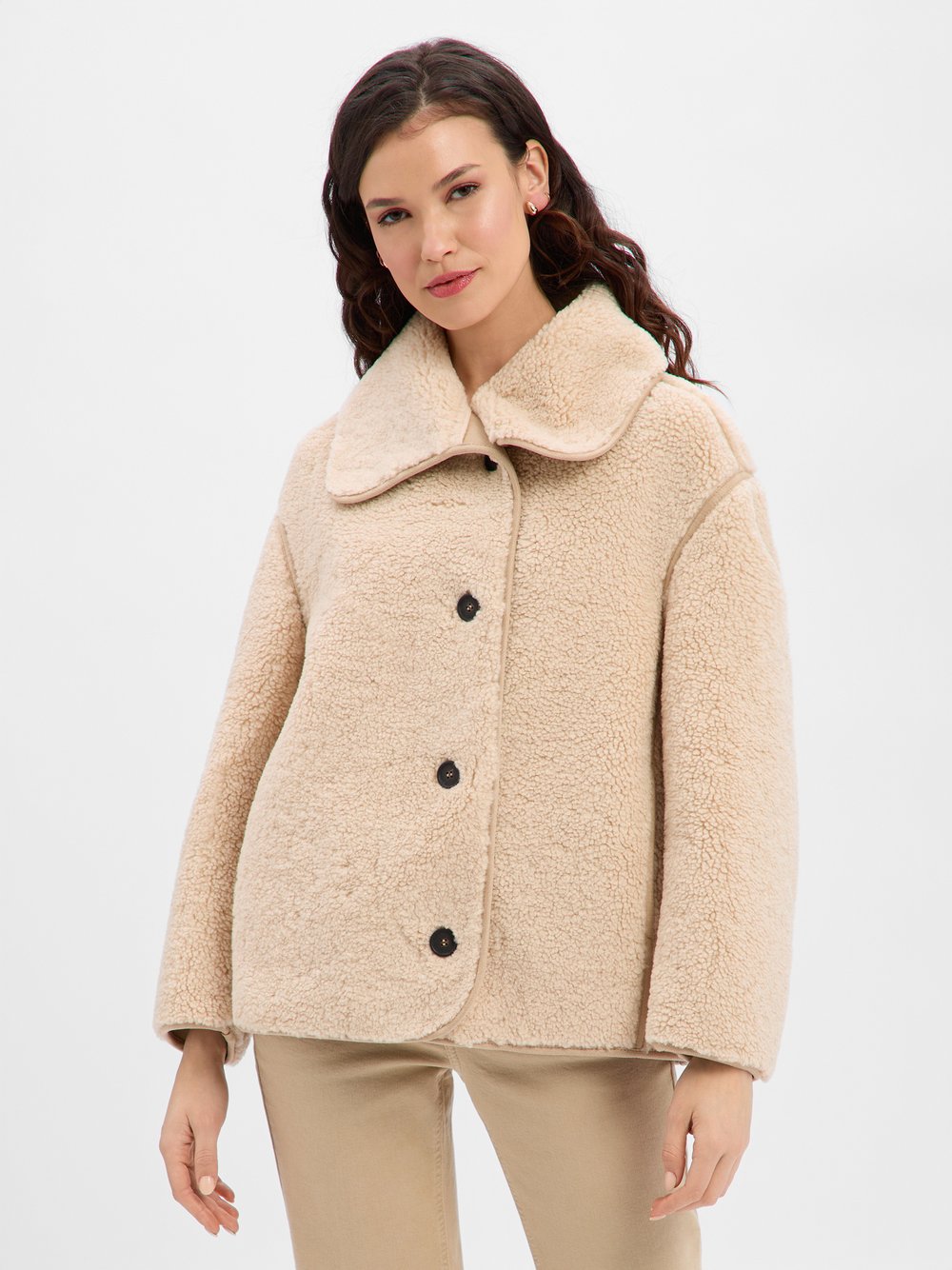 Opus Teddyfelljacke Damen beige, 38