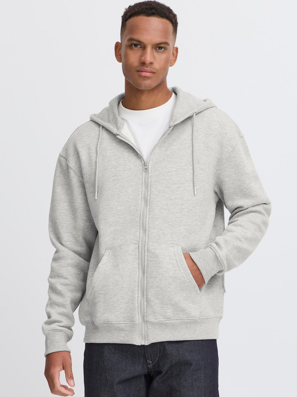 Thumbnail - BLEND Kapuzenfleecejacke Herren Baumwolle grau, M