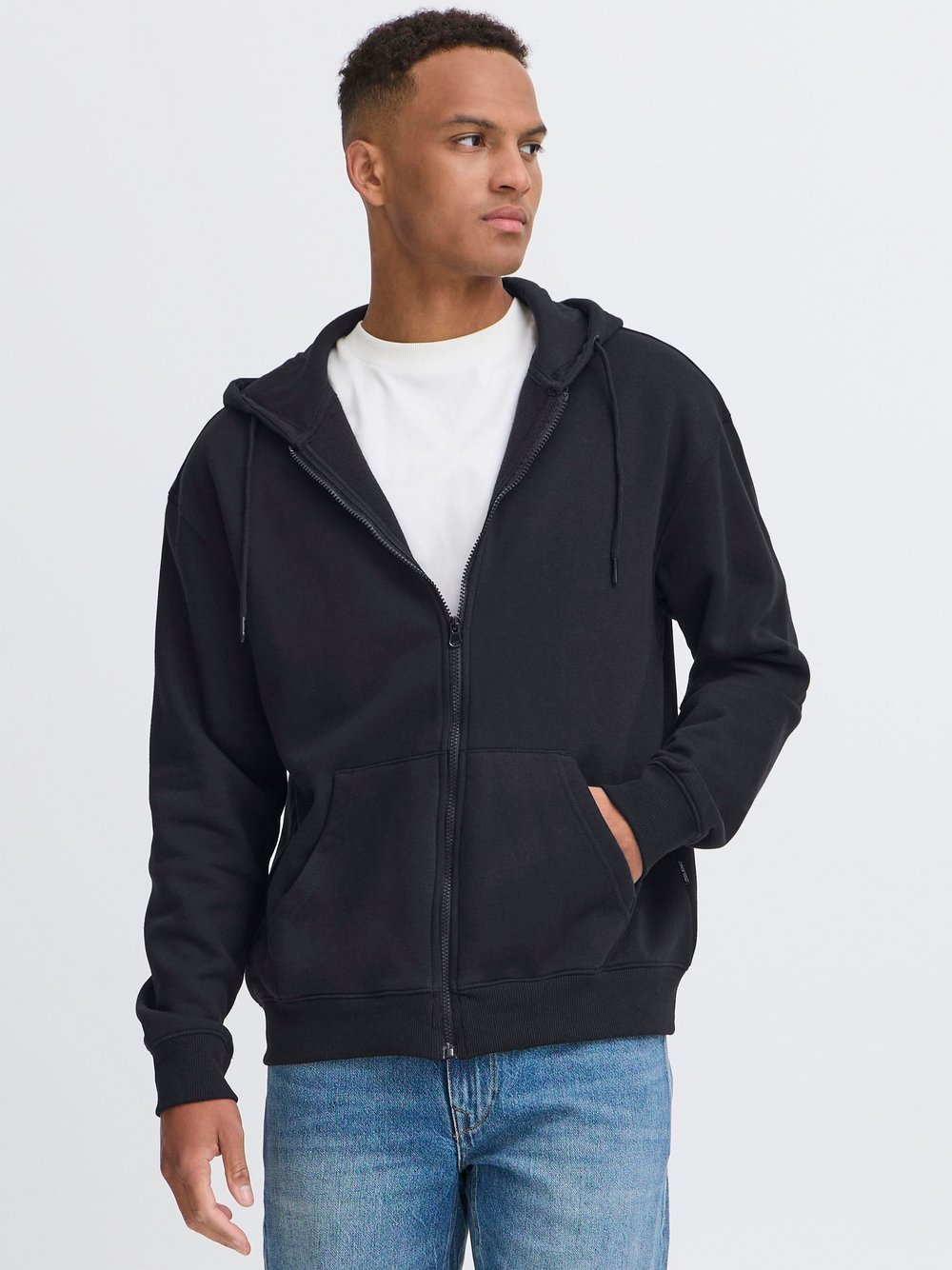 Thumbnail - BLEND Kapuzenfleecejacke Herren Baumwolle schwarz, XXL