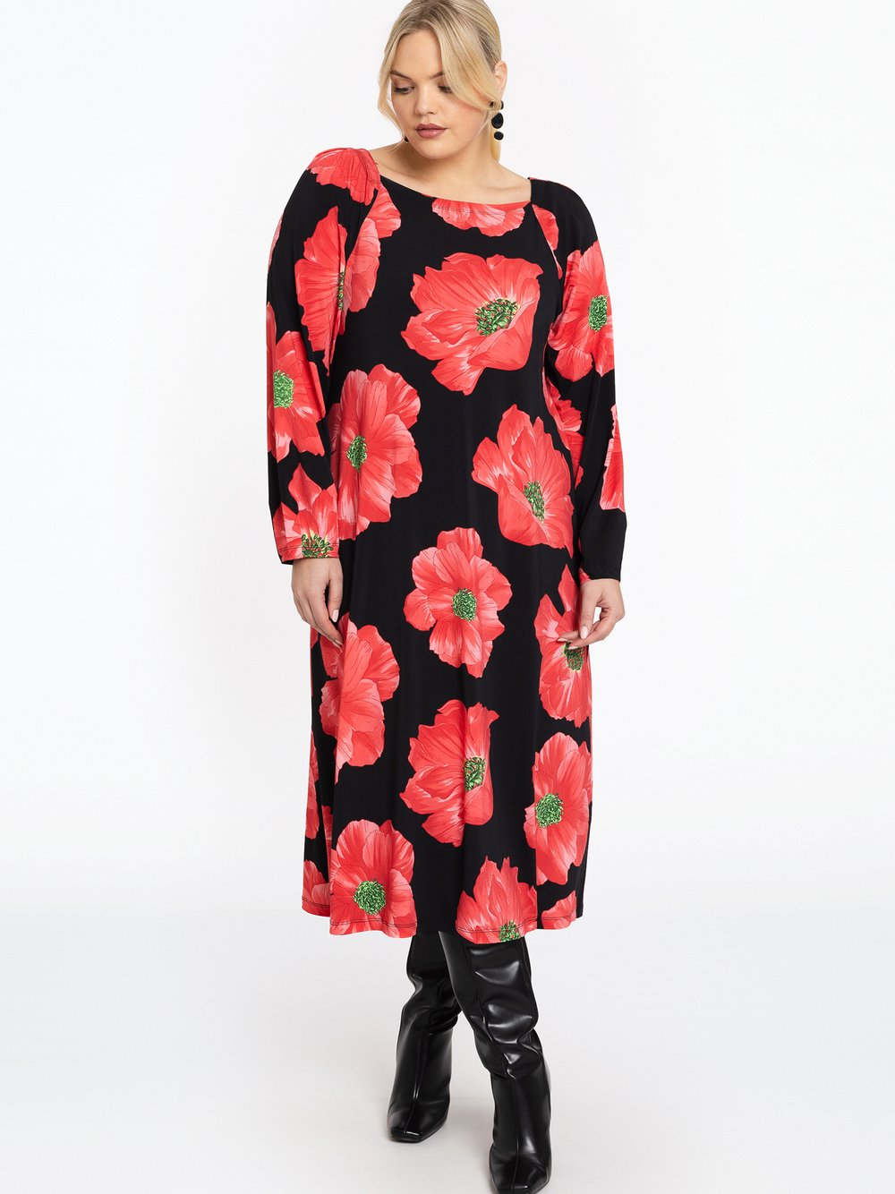 YOEK Kleid Damen rot bedruckt, 46-48