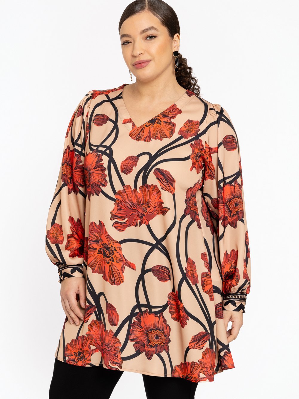 YOEK Tunika Damen beige bedruckt, 54-56