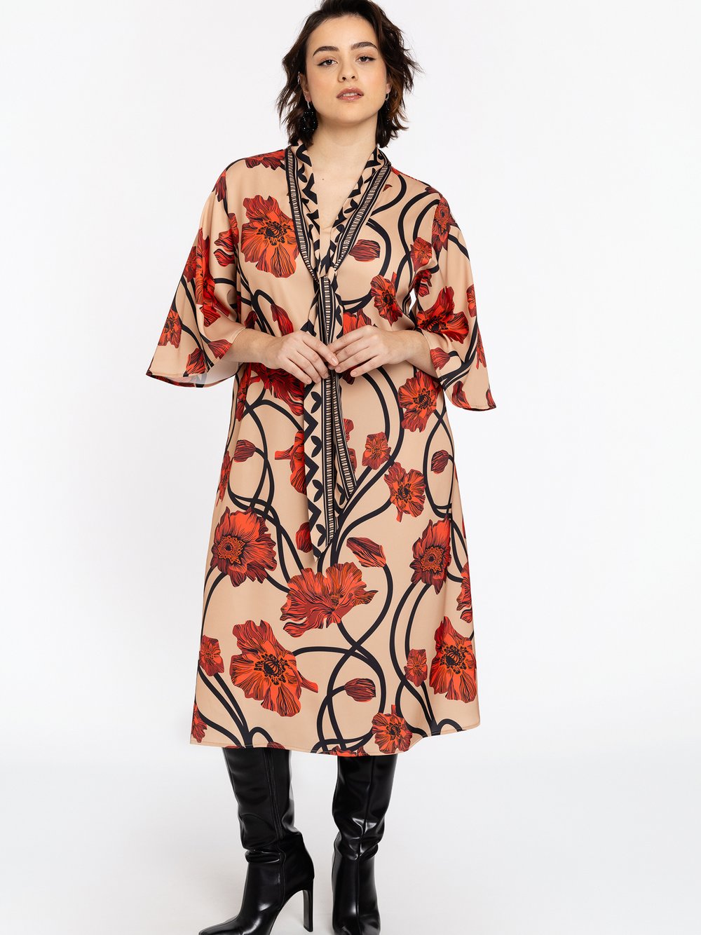 YOEK Kleid Damen beige bedruckt, 5860