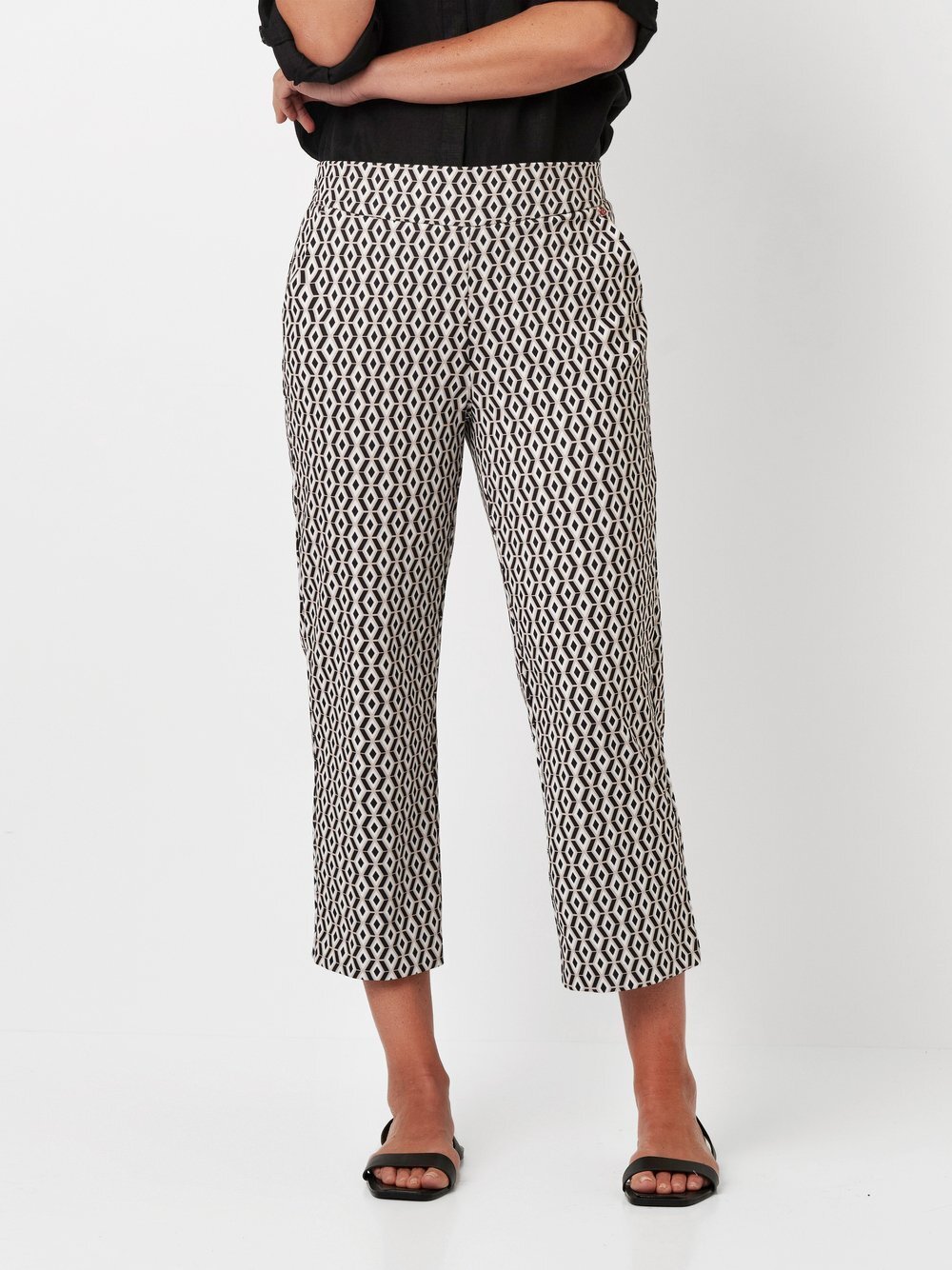 Relaxed Hose Damen Viskose weiß gemustert, 36