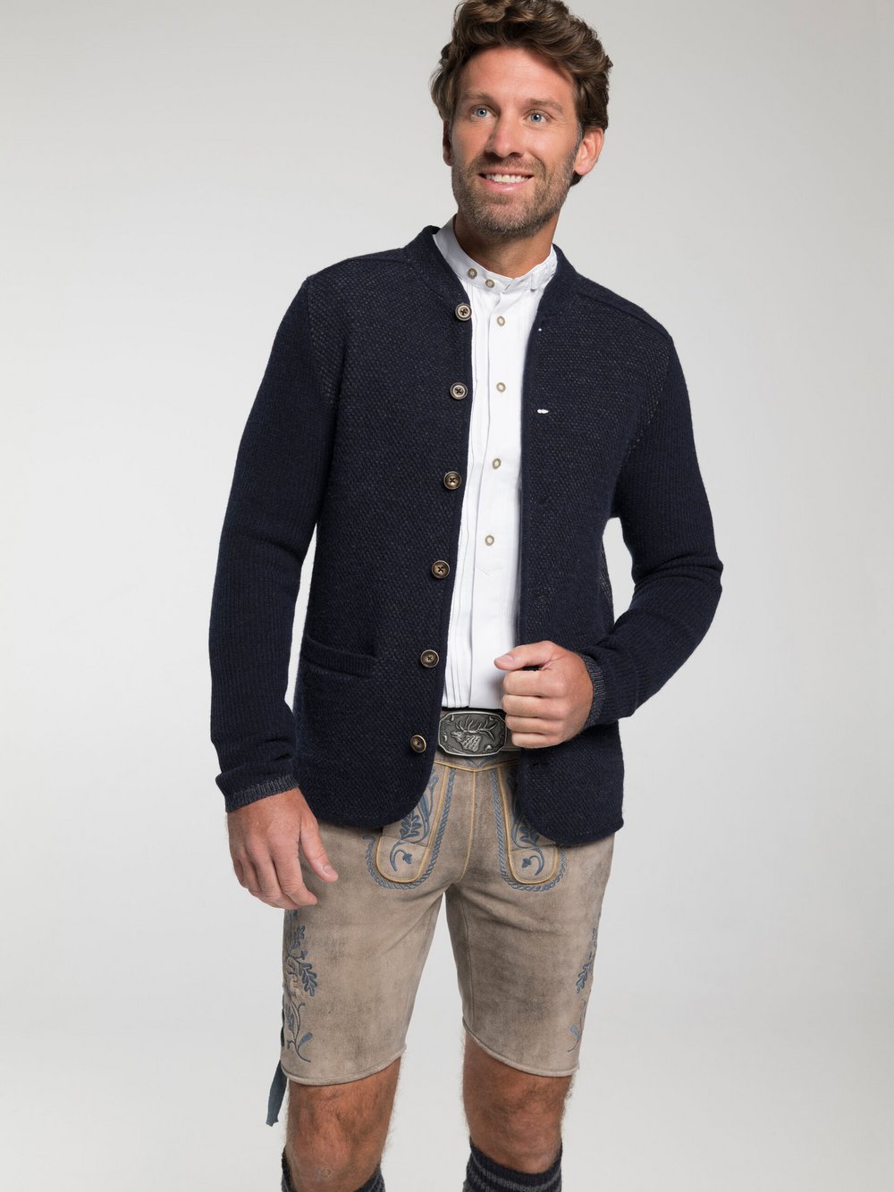 Spieth & Wenksy Trachtenstrickjacke Herren Wolle blau, XXL