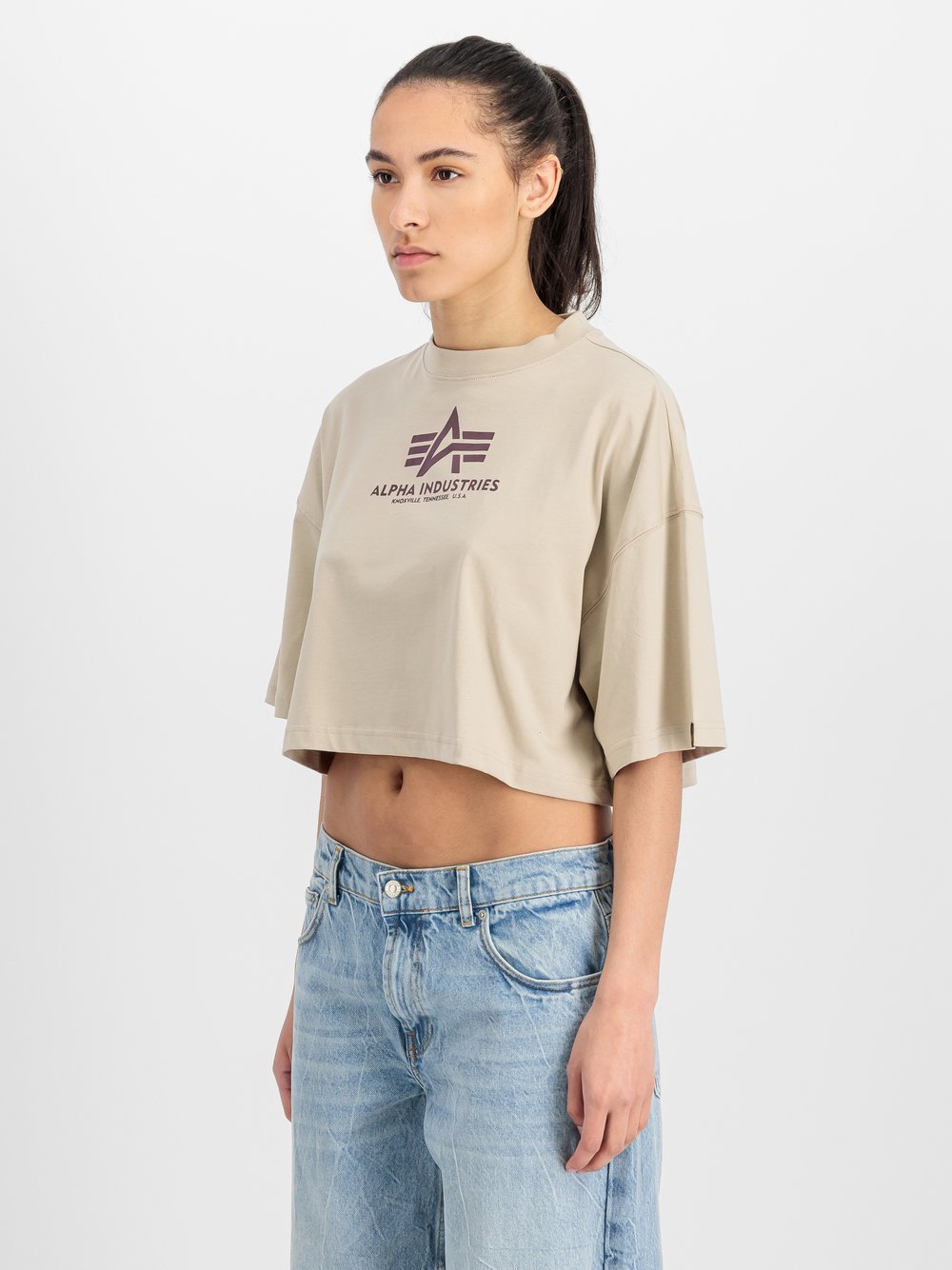 Alpha Industries T-Shirt Damen Baumwolle beige bedruckt, M