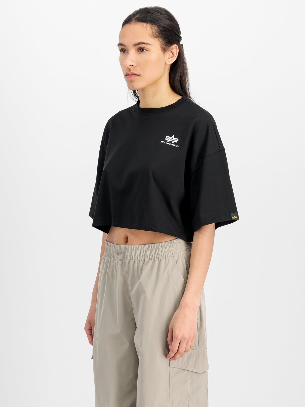 Thumbnail - Alpha Industries T-Shirt Damen Baumwolle schwarz, L
