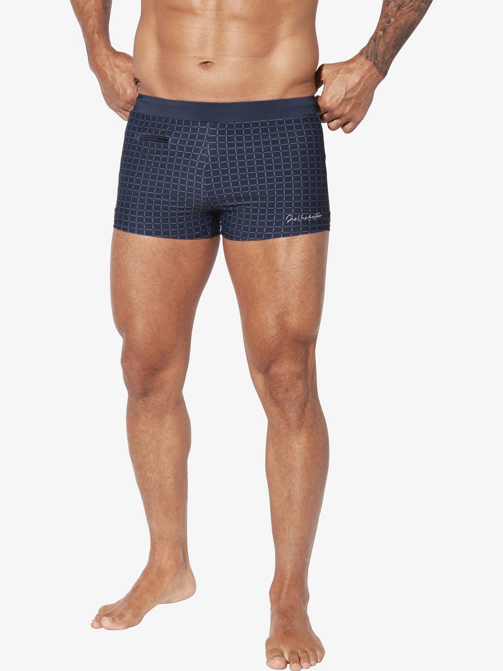 Thumbnail - Jan Vanderstorm Badehose Herren Polyamid blau bedruckt, XXXL
