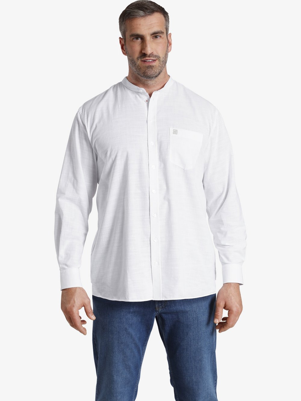 Thumbnail - BABISTA Stehkragenhemd Herren Regular Fit Baumwolle weiß, M