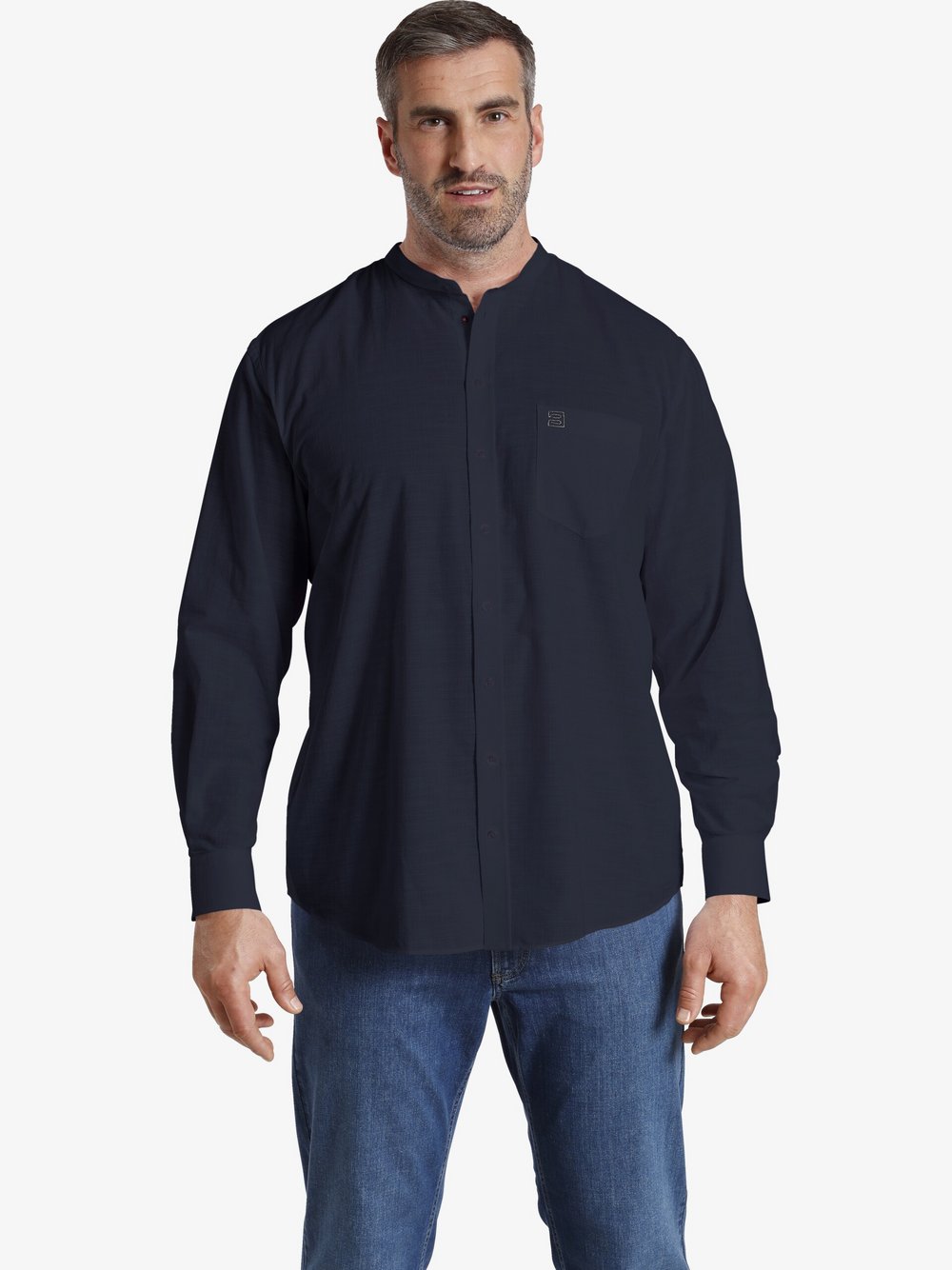 BABISTA Stehkragenhemd Herren Regular Fit Baumwolle blau, L