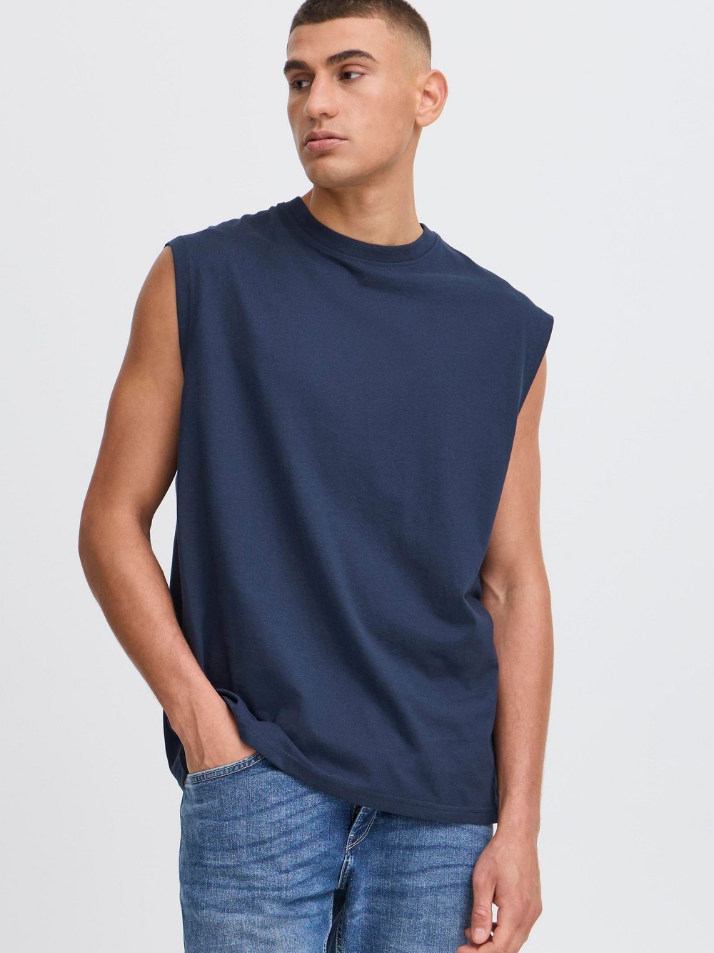 Solid Tanktop Herren Textil blau bedruckt, XXL