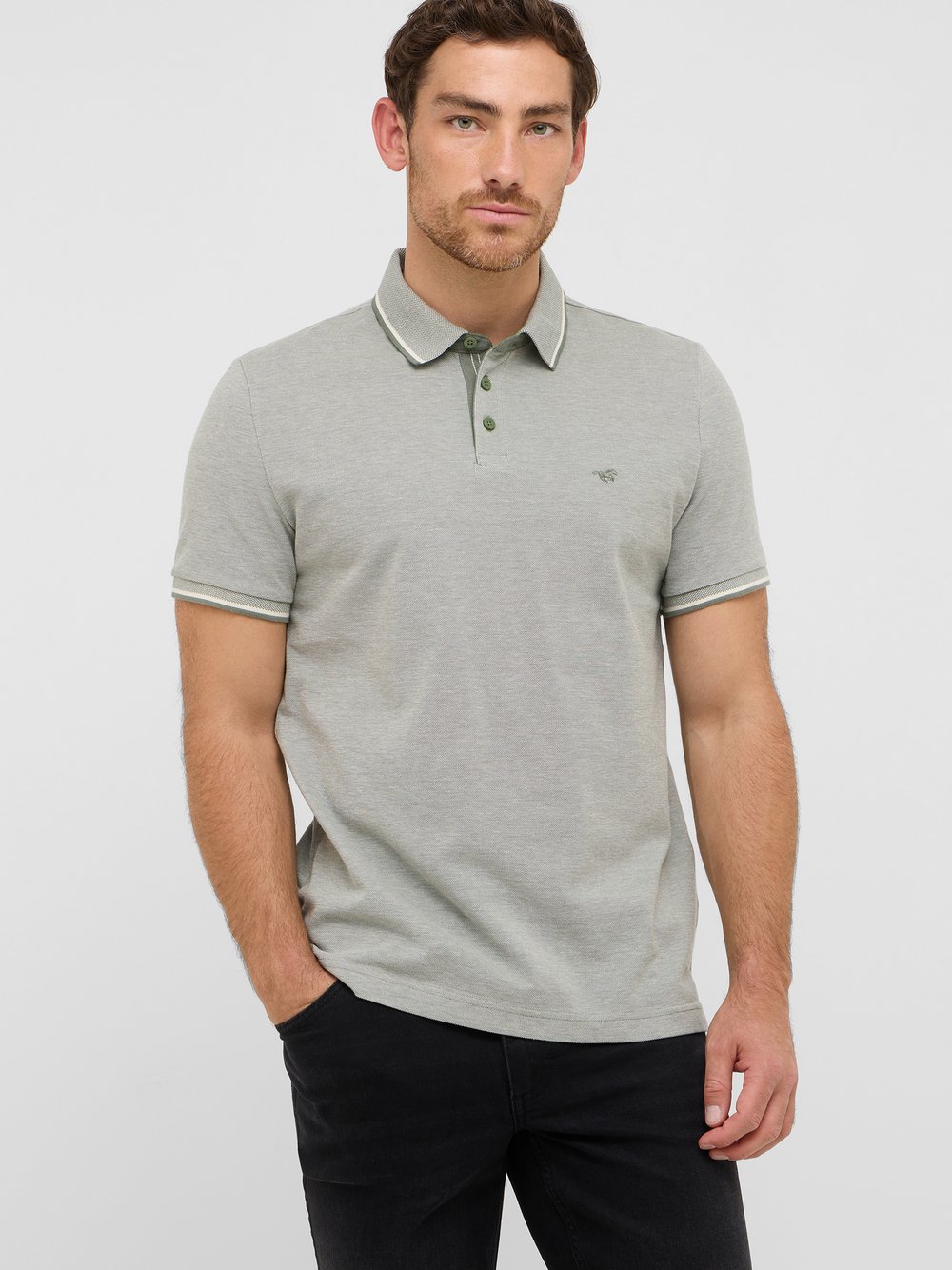 Mustang Polo Herren Baumwolle grün, S