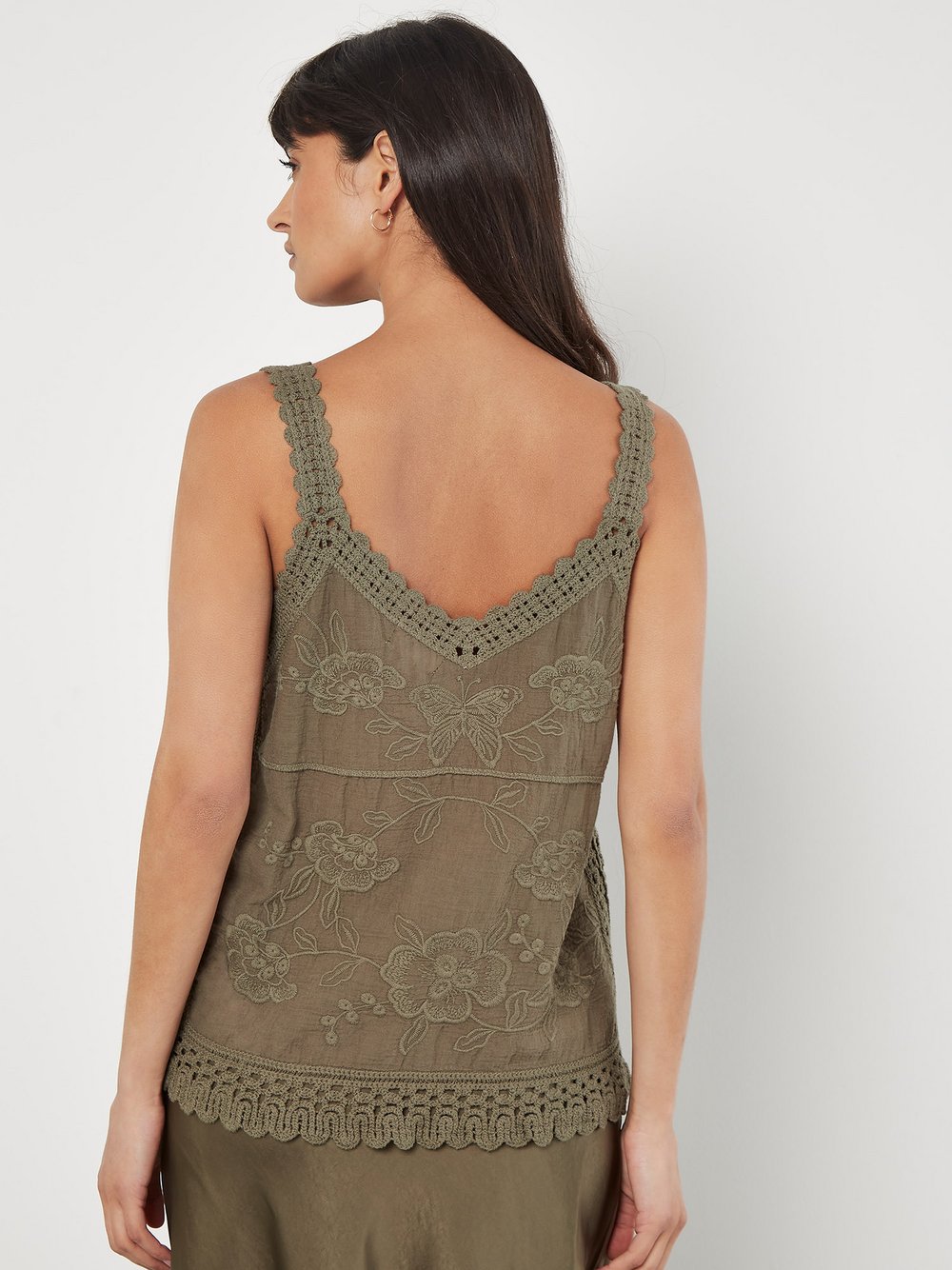 Apricot Bluse Damen Baumwolle grün strukturiert, 36-38