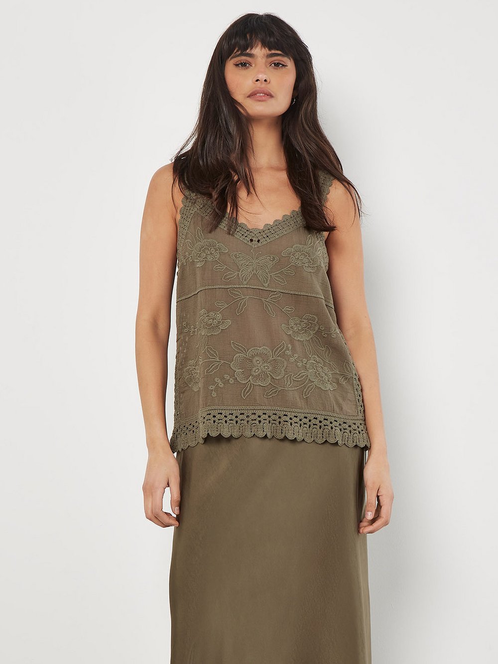 Apricot Bluse Damen Baumwolle grün strukturiert, 38-40
