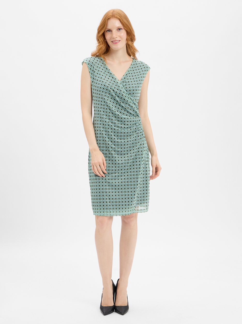Cartoon Meshkleid Damen grün gemustert, 42