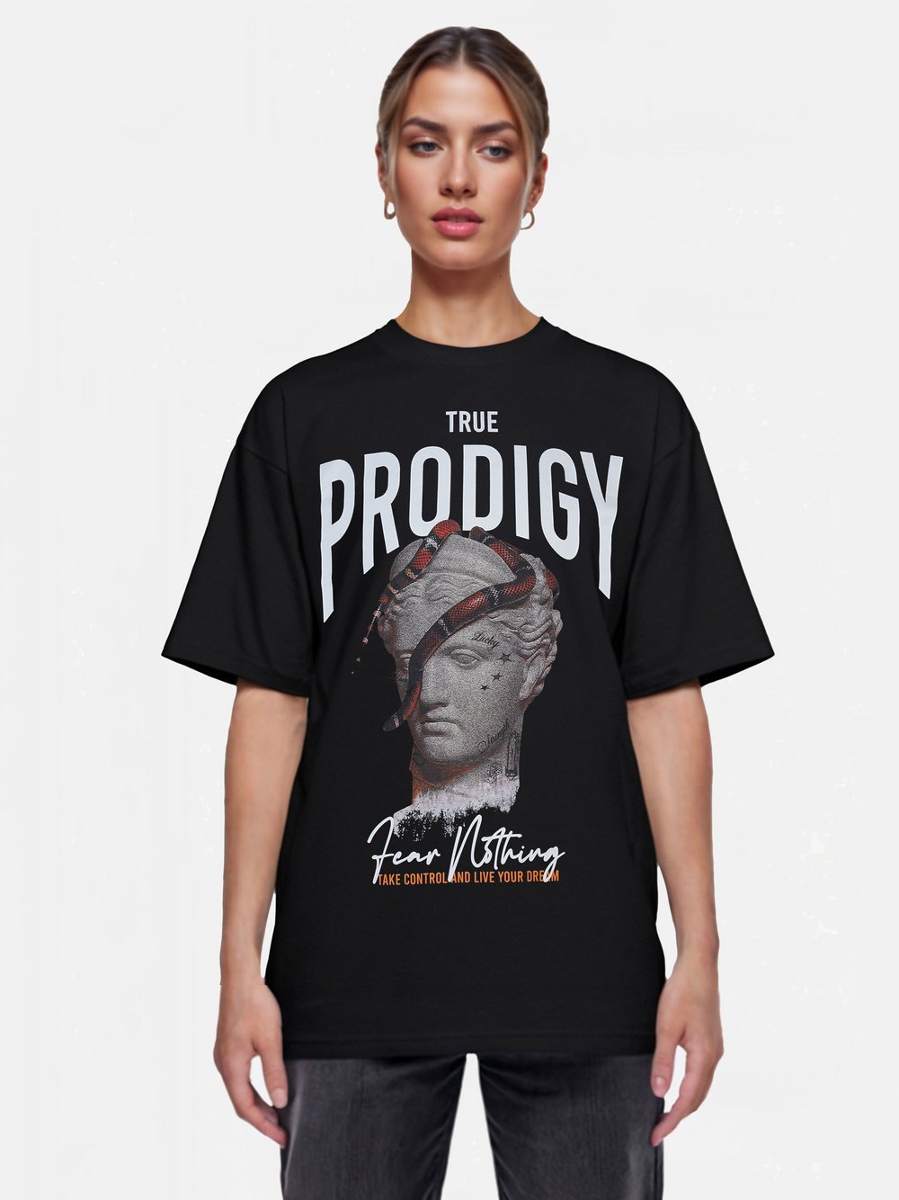 Trueprodigy Oversize-Shirt  Damen Baumwolle schwarz, XXL