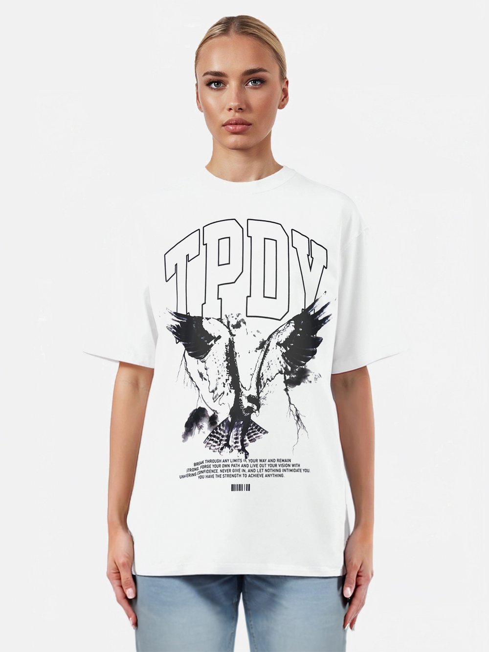 Trueprodigy Oversize-Shirt Damen Baumwolle weiß, M