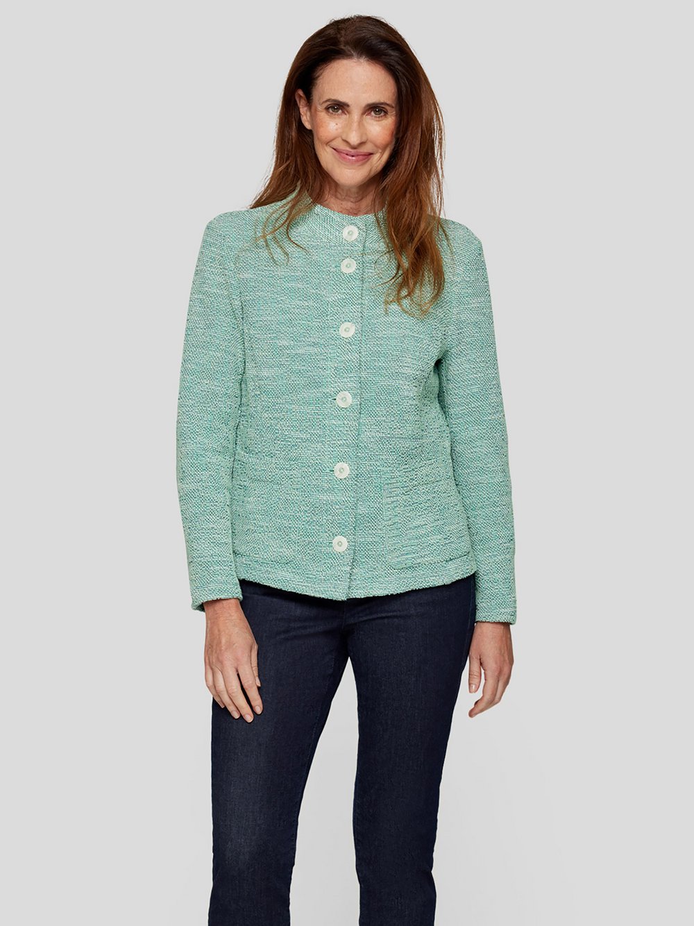 RABE Jacke Damen Baumwolle grün gemustert, 44