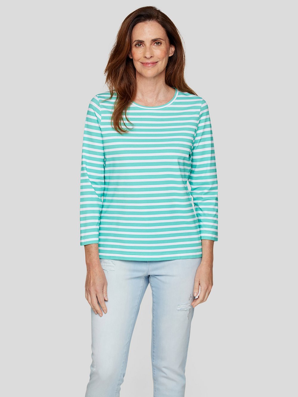 RABE T-Shirt Damen Baumwolle grün gestreift, 36