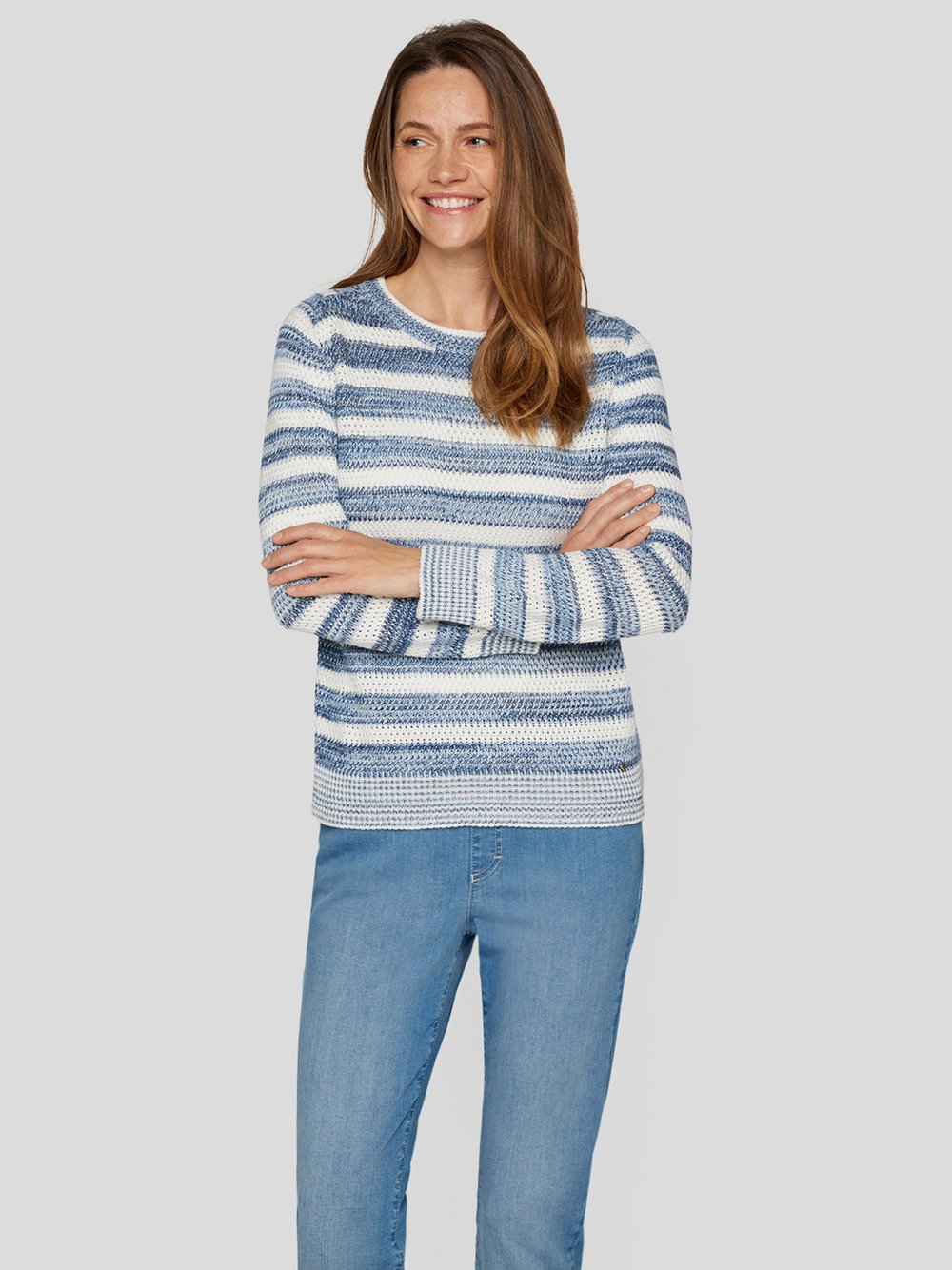 RABE Pullover Damen Baumwolle blau gestreift, 48
