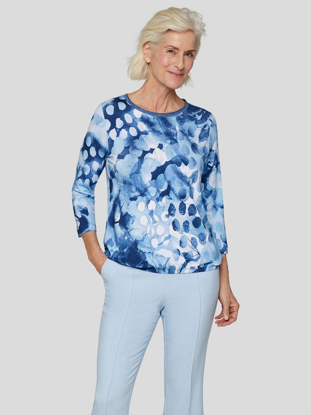 RABE T-Shirt Damen Viskose blau gemustert, 36