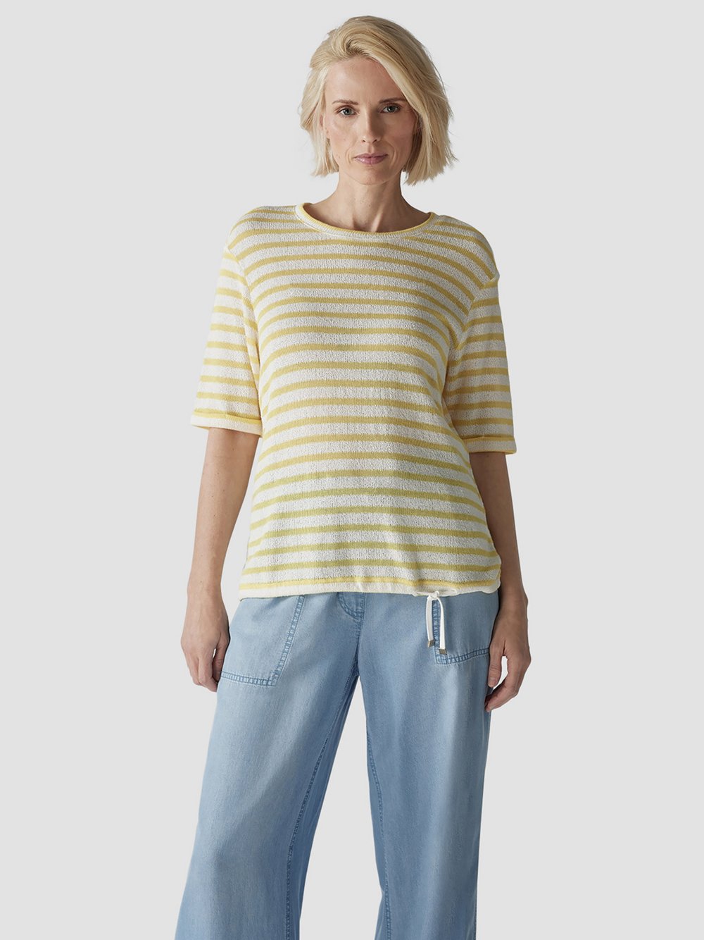LCMT T-Shirt Damen Baumwolle gelb gestreift, 36
