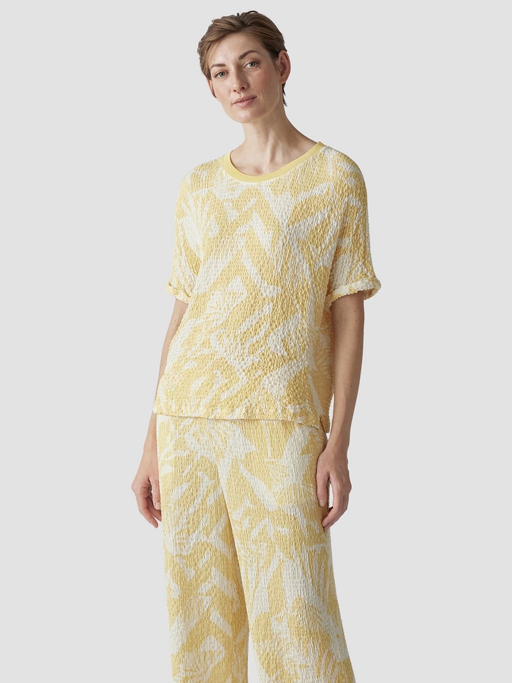 LCMT Bluse Damen Viskose gelb gemustert, 44