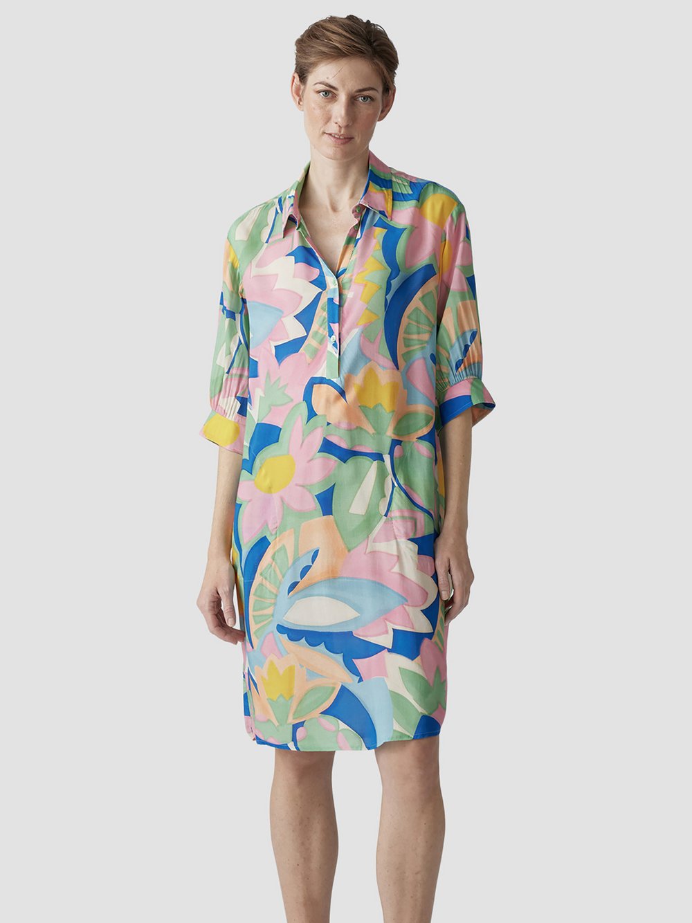 LCMT Kleid Damen Viskose grün gemustert, 46