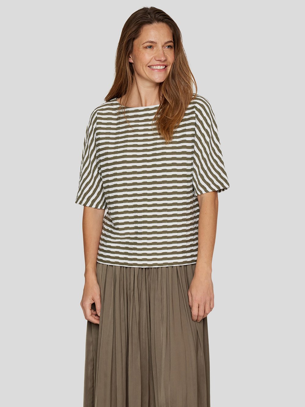 RABE T-Shirt Damen Viskose grün gestreift, 36