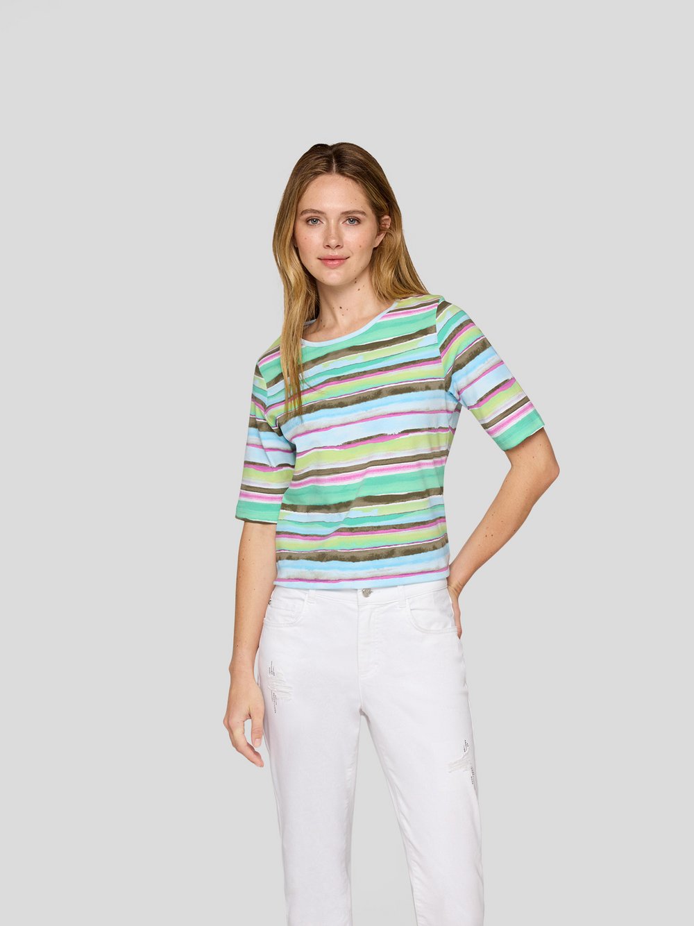 Thumbnail - RABE T-Shirt Damen Baumwolle grün gemustert, 44