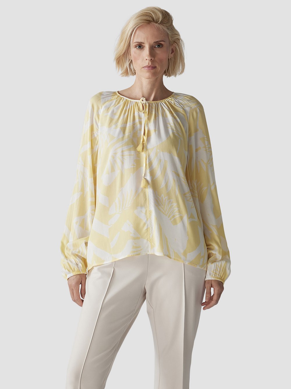 LCMT Bluse Damen Viskose gelb gemustert, 40