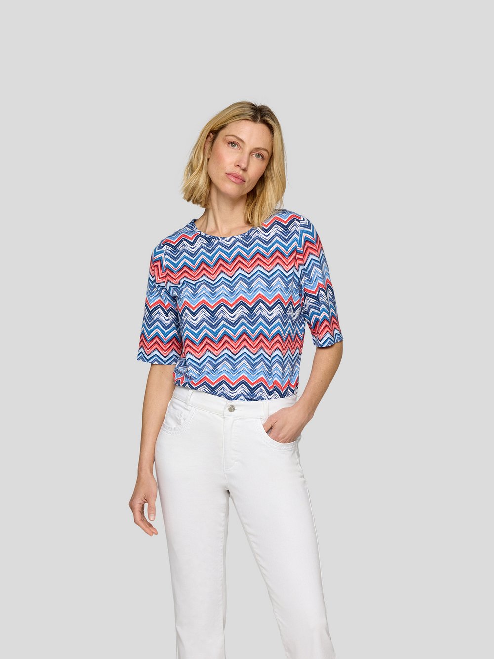 RABE T-Shirt Damen Viskose blau gemustert, 38