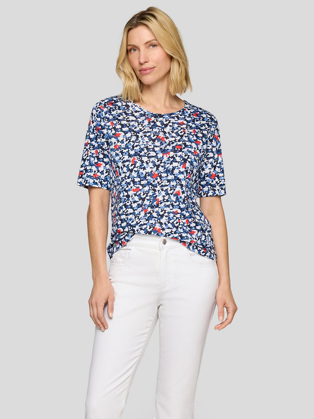 RABE T-Shirt Damen Baumwolle blau gemustert, 46