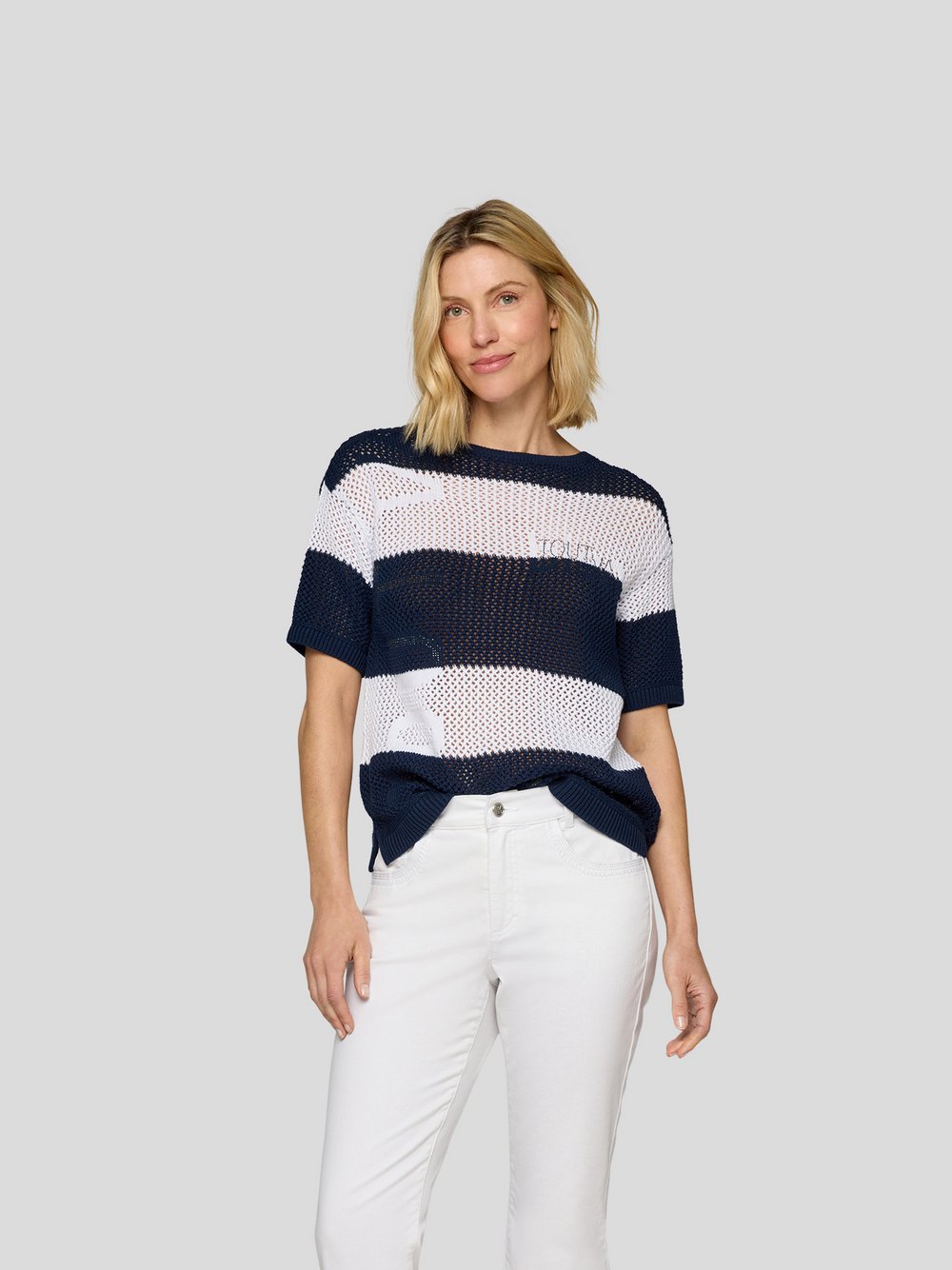 RABE Pullover Damen Baumwolle blau gestreift, 36