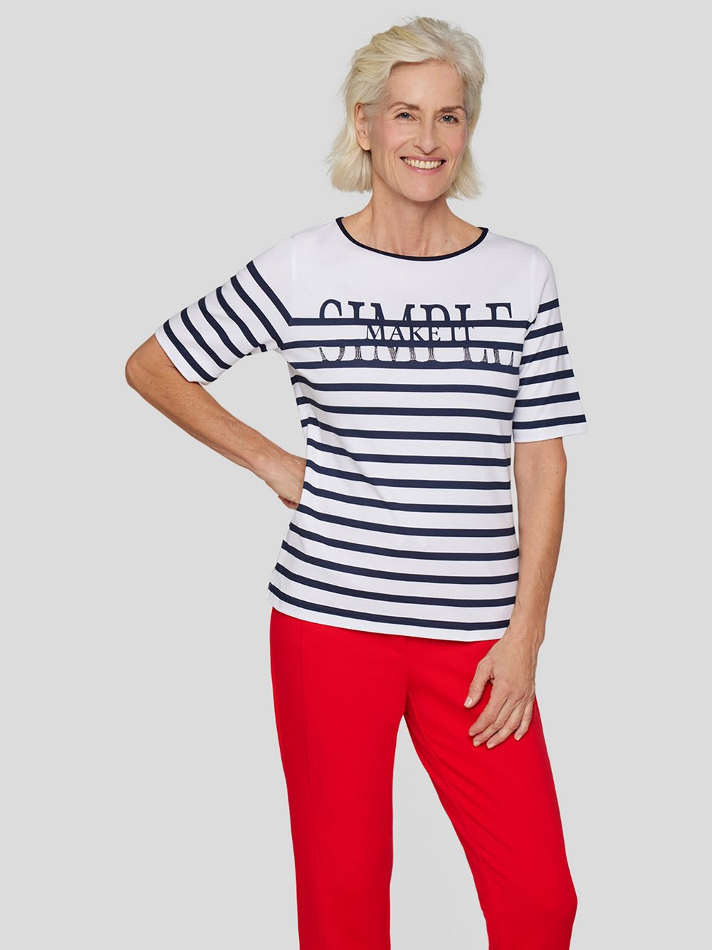 RABE T-Shirt Damen Baumwolle blau gestreift, 36