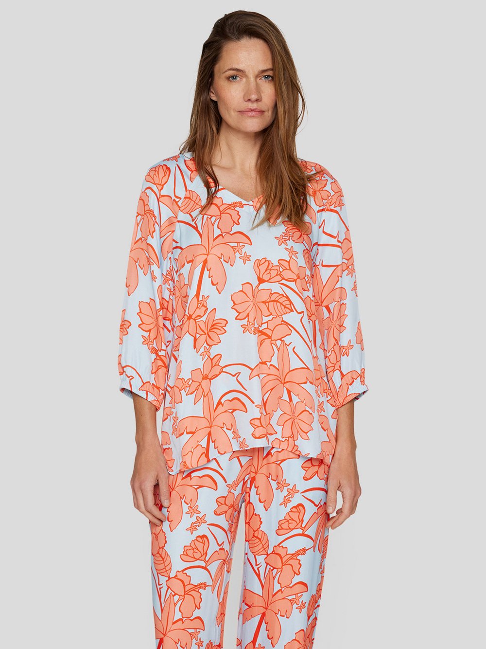 RABE Bluse Damen Viskose orange gemustert, 52