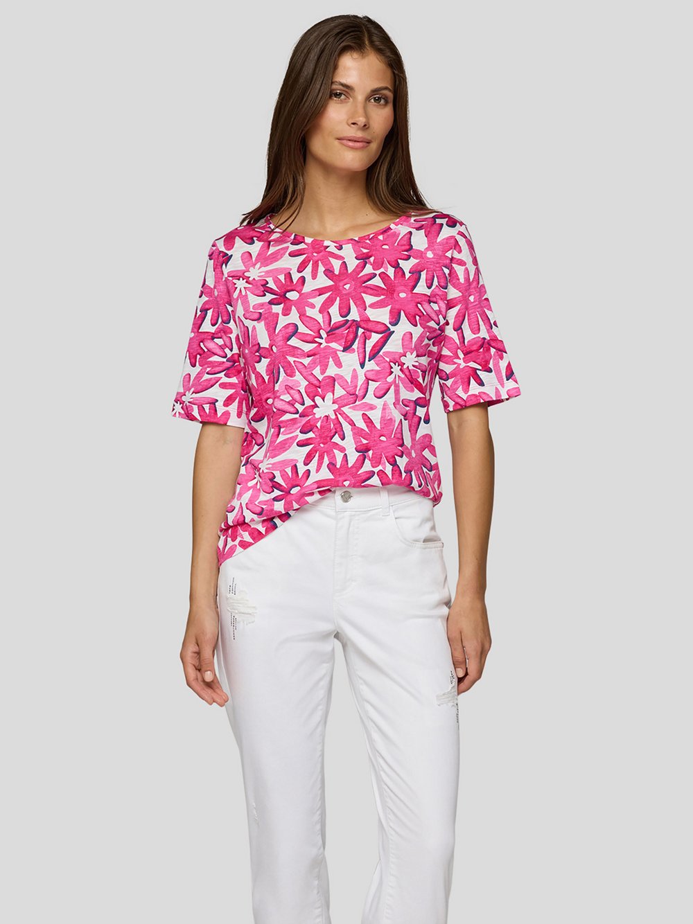 RABE T-Shirt Damen Baumwolle pink gemustert, 42