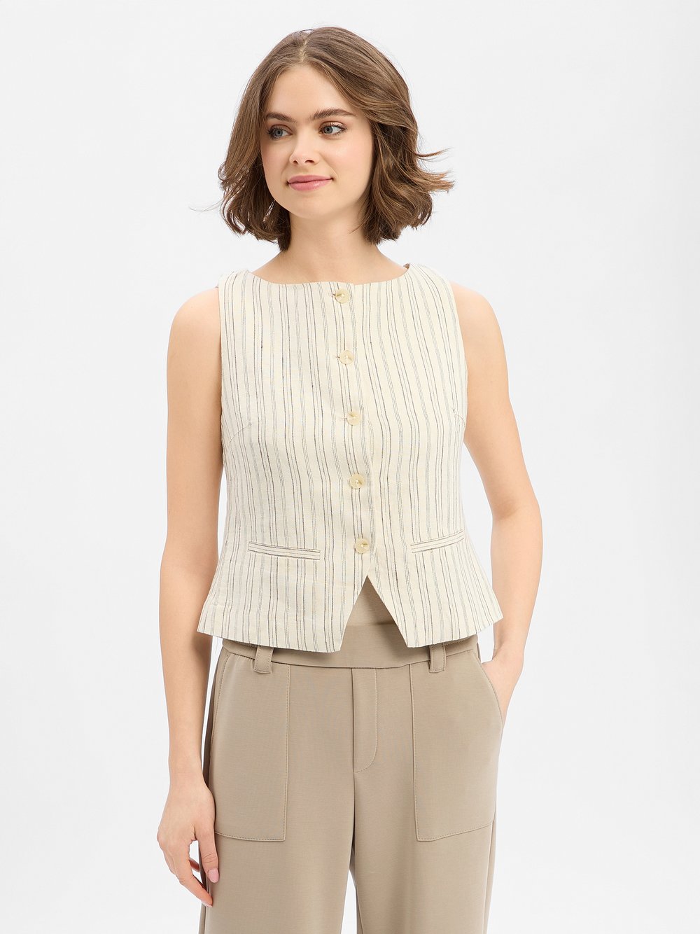 Samsøe Samsøe Weste Damen Baumwolle (100%) beige gestreift, XS