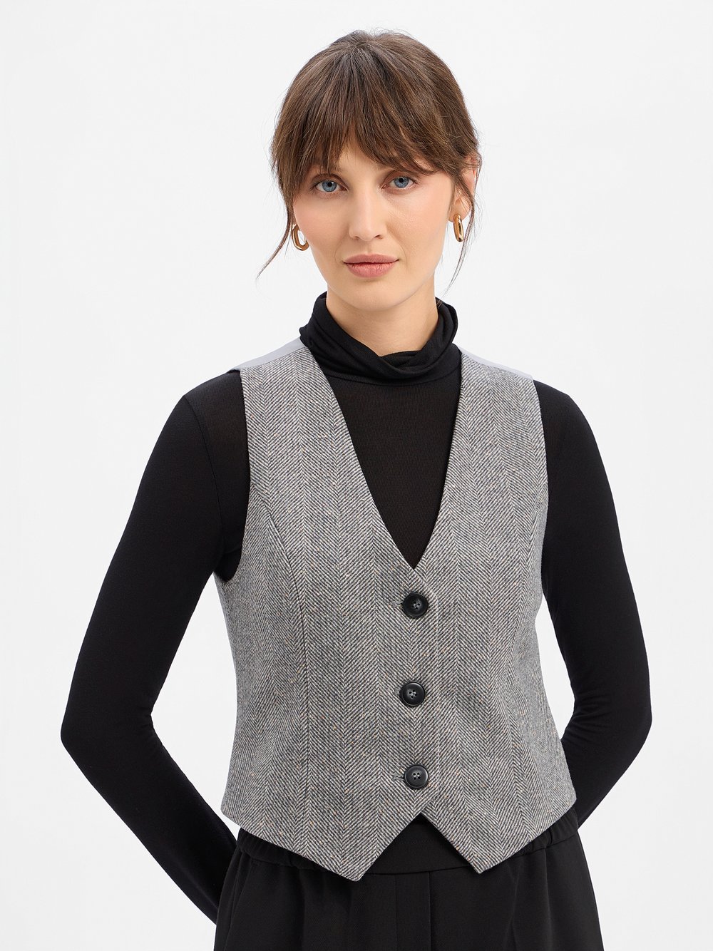 Guido Maria Kretschmer Wollweste Damen Wolle grau gemustert, 36