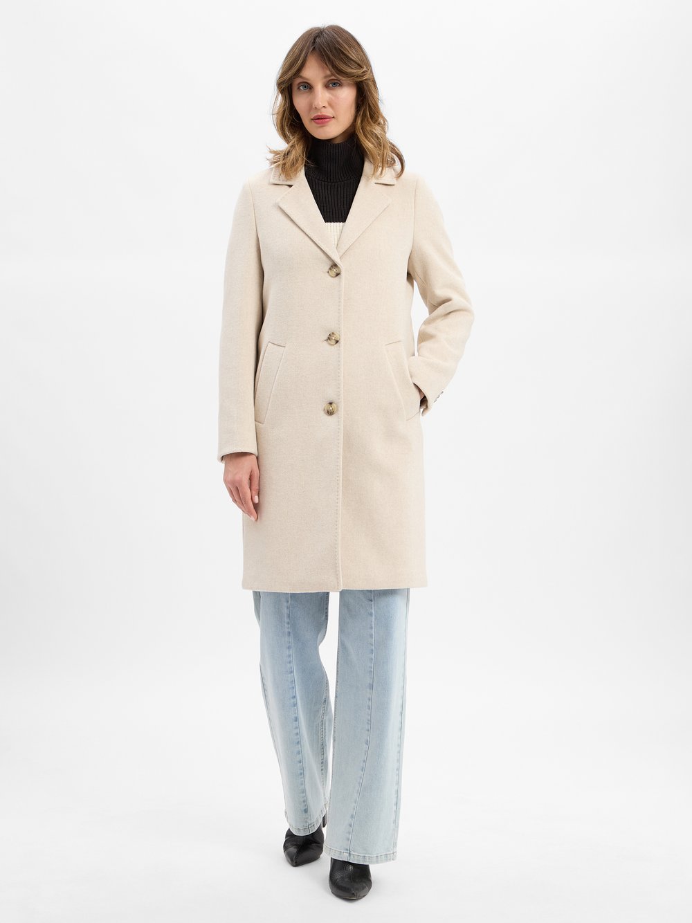 s.Oliver Kurzmantel mit Woll-Anteil Damen Wolle beige meliert, 42