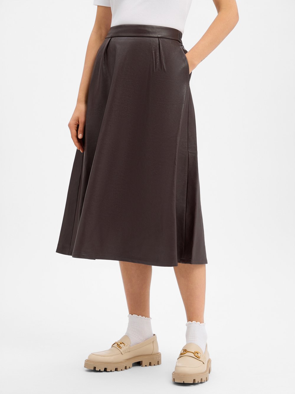 s.Oliver BLACK LABEL Kunstleder-Rock Damen braun, 34