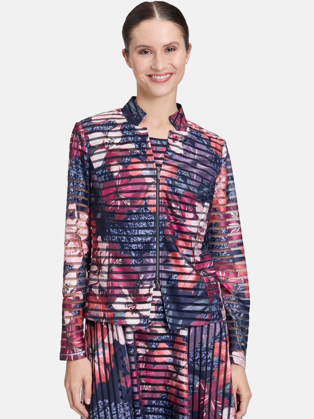 Vera Mont Blazer-Jacke Damen blau gemustert, 36
