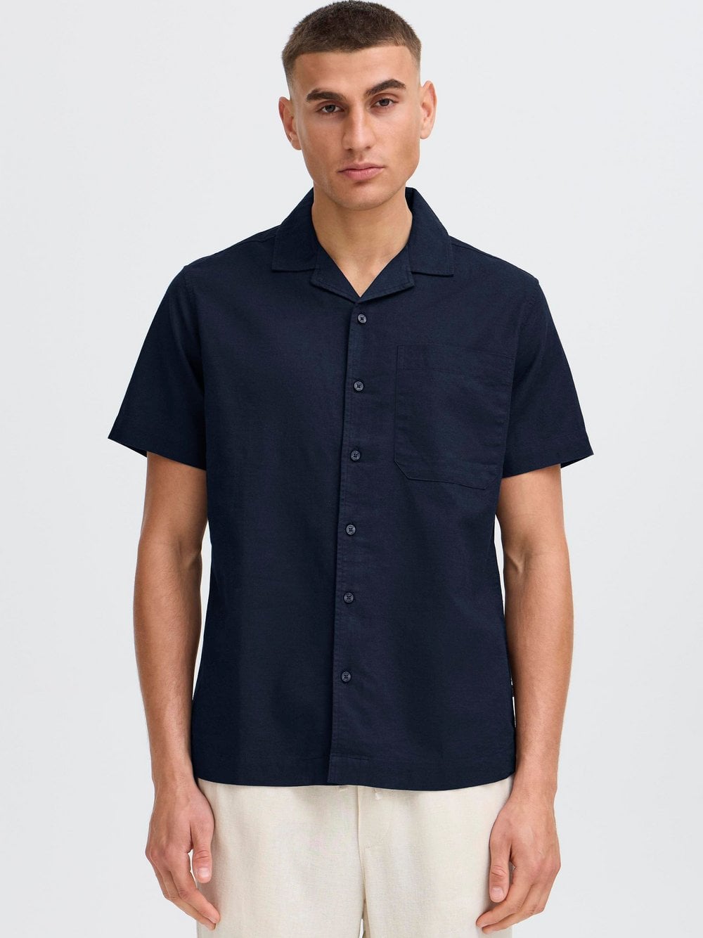 Thumbnail - Solid Kurzarmhemd Herren Regular Fit Baumwolle blau, M