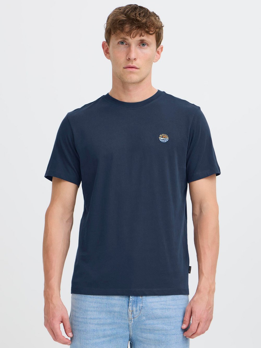 BLEND Rundhalsshirt Herren Baumwolle blau, L
