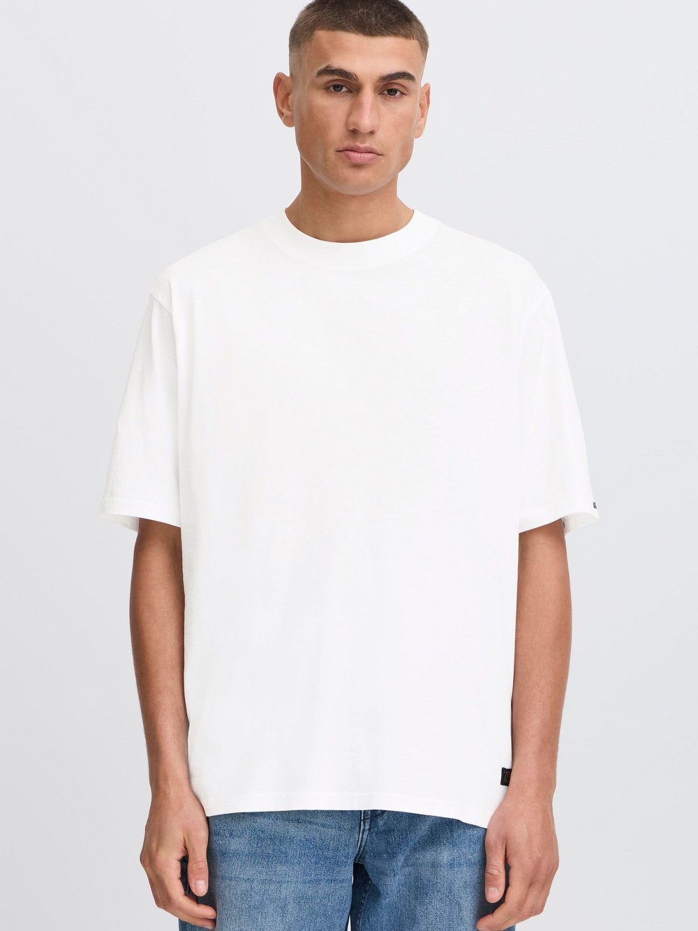 Solid Rundhalsshirt Herren Baumwolle weiß, XXXL