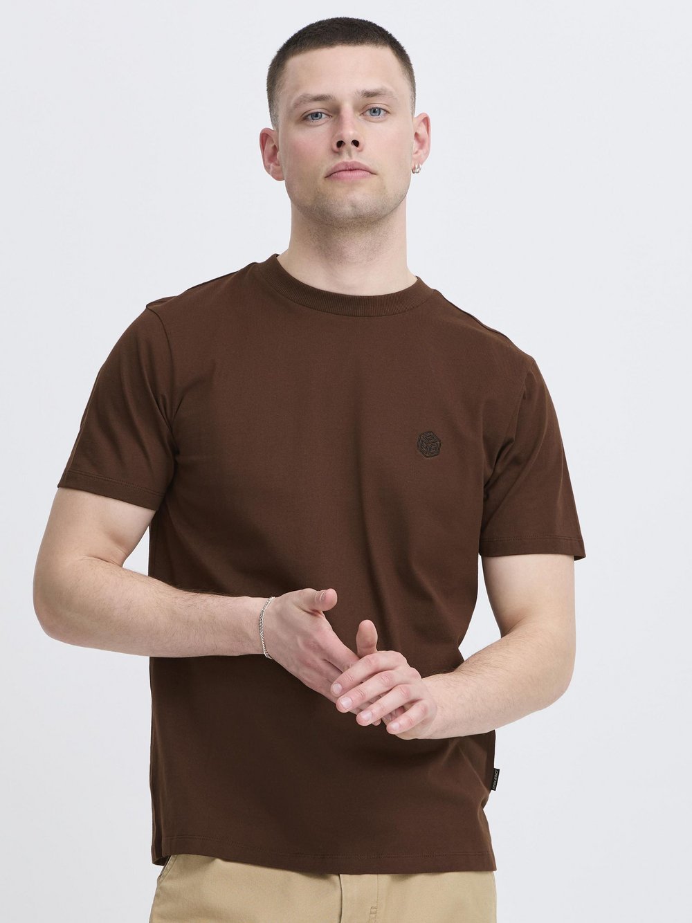 BLEND Rundhalsshirt Herren Baumwolle braun, S