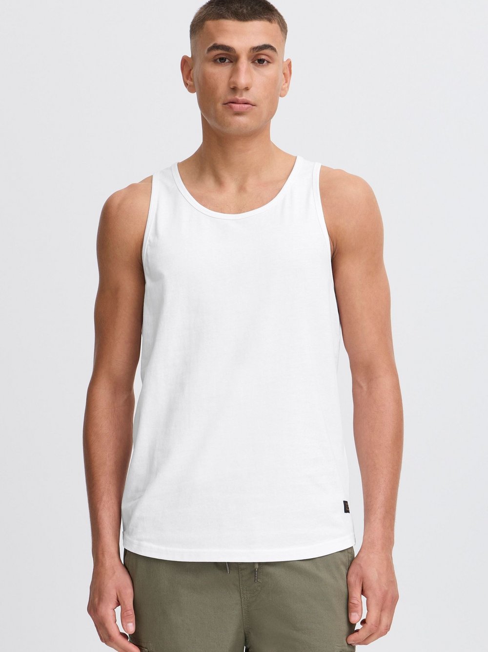 Solid Rundhalsshirt Herren Baumwolle weiß, XL