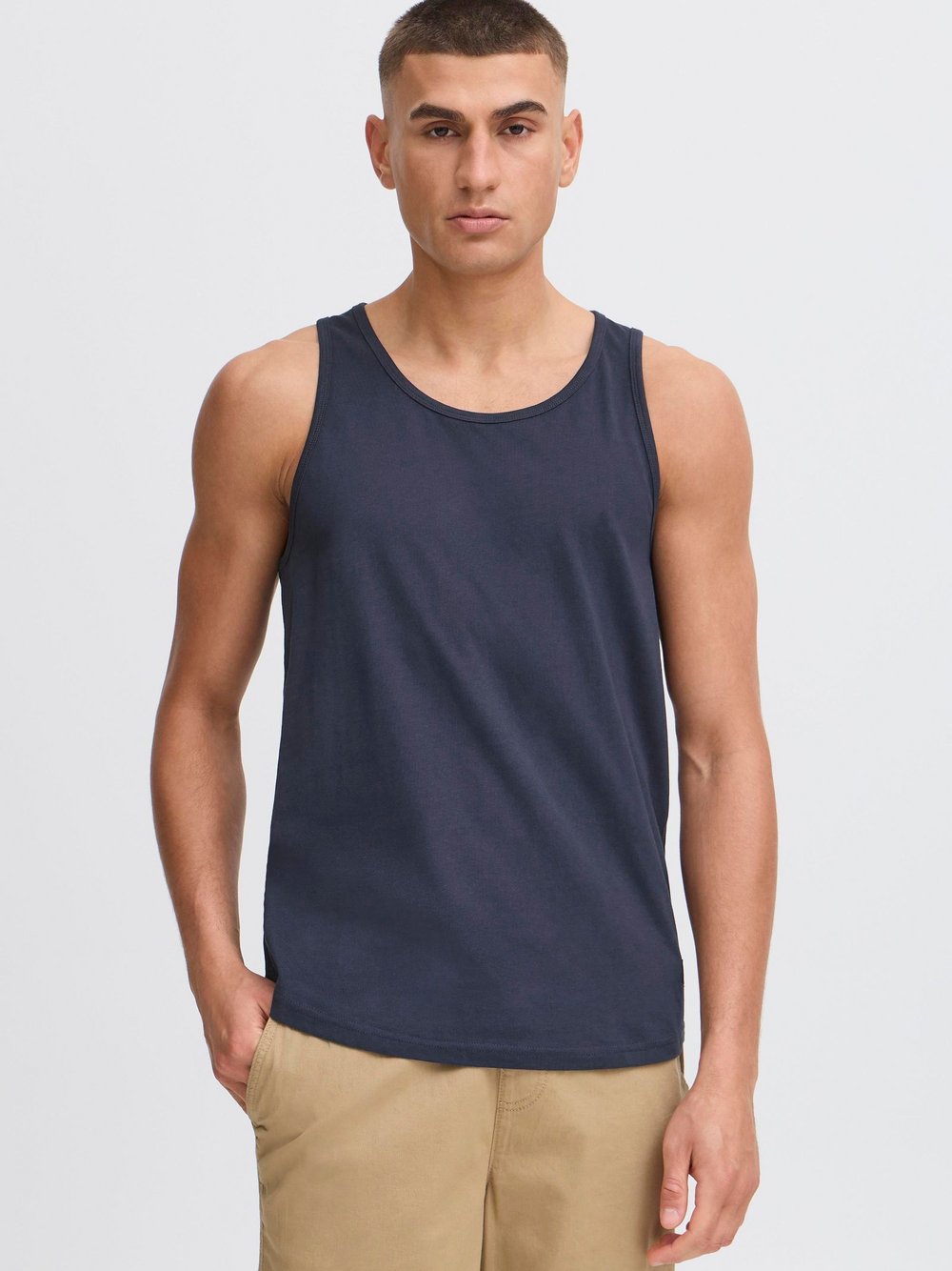 Thumbnail - Solid Rundhalsshirt Herren Baumwolle blau, XL