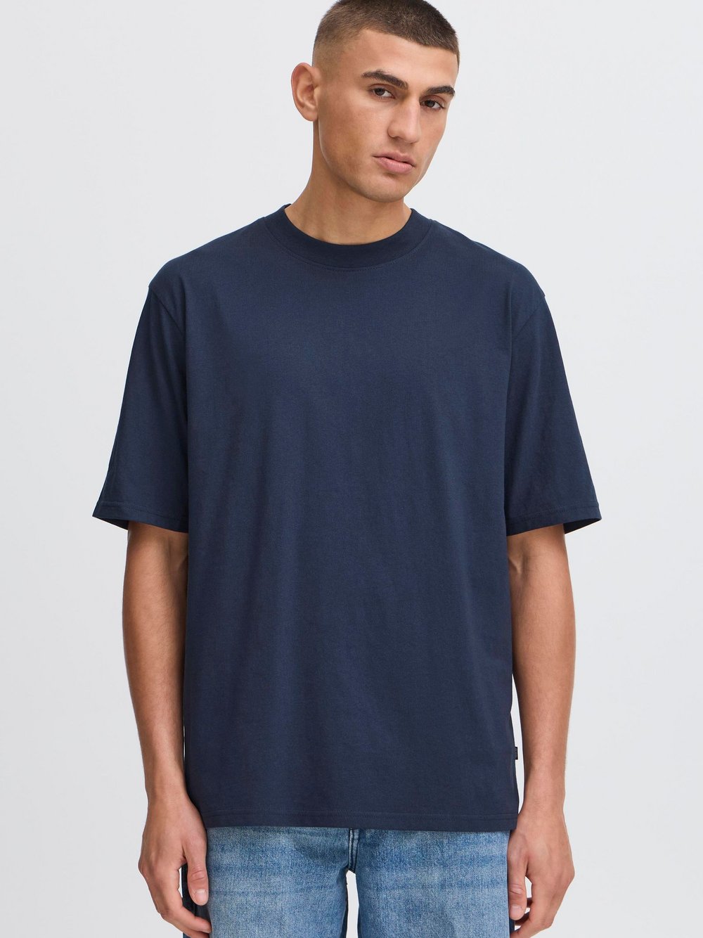 Thumbnail - Solid Rundhalsshirt Herren Textil blau bedruckt, M